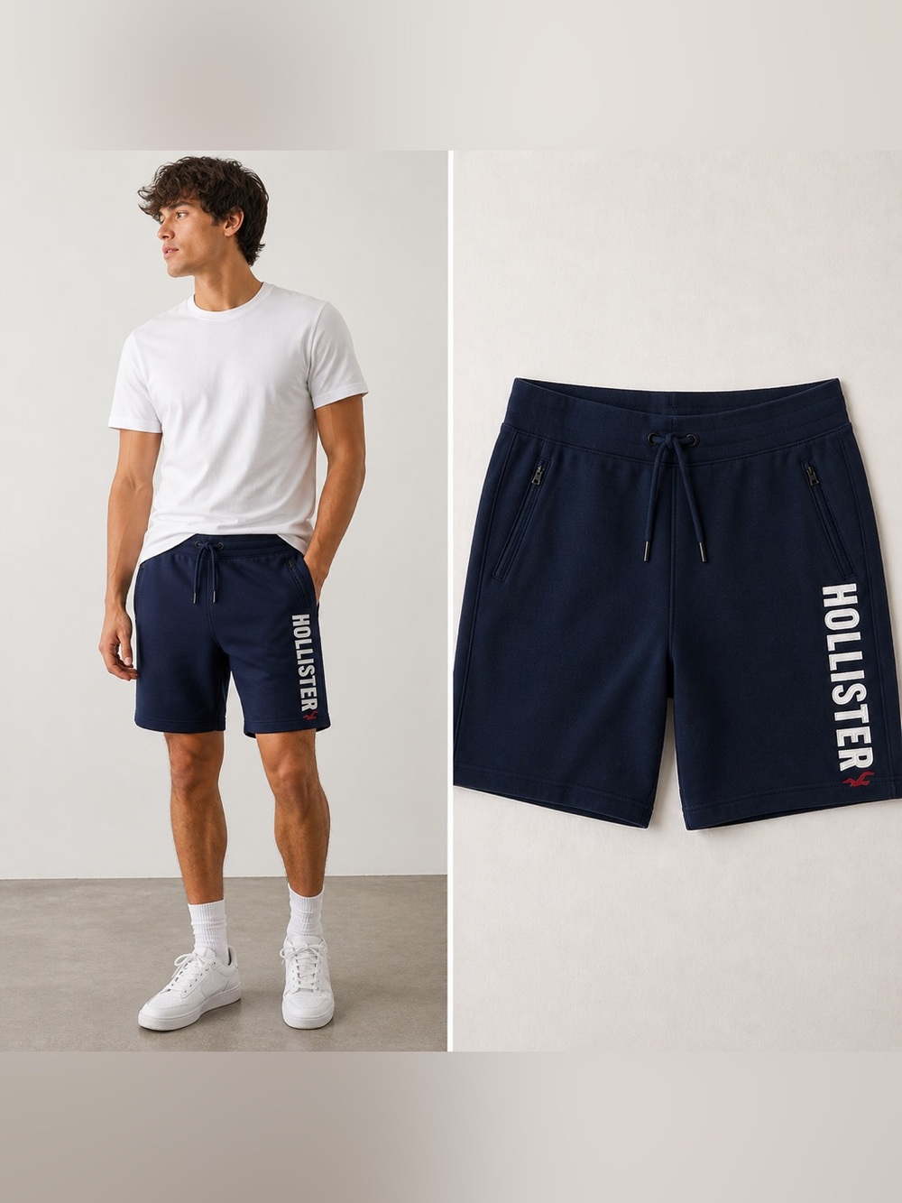 Hollister‎ Navy Logo Fleece Shorts Women's XS Drawstring Lounge Athleisure